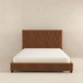 Donald - Mid-Century Modern Velvet Platform Bed King - Cognac