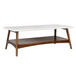 Mid - Century Modern Coffee Table Lower Shelf - Off White / Pecan