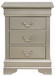 Louis Phillipe - 3 Drawer Nightstand - Silver Champagne
