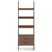 Sawhorse - Solid Walnut Veneer And Ladder Shelf With Storage - Dark Brown