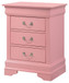 Louis Phillipe - 3 Drawer Nightstand - Pink
