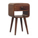 Mini Curved Bedside Table With Lower Slot - Caramel
