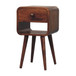 Mini Curved Bedside Table With Lower Slot - Caramel