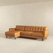 Allison - Left Facing Leather Sectional Sofa - Tan