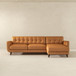 Allison - Right Facing Leather Sectional Sofa - Tan