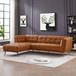 Addison - Left Sectional Leather Sofa - Cognac