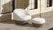 Willow - Round Upholstered Patio Ottoman - Beige
