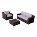 Outdoor Wicker Conversation Set With Cushions For 3 - Brown Mix