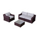 Outdoor Wicker Conversation Set With Cushions For 3 - Brown Mix