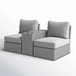 2 Person Wicker Conversation Set With Cushions, Weather Resistant - Gray Mix