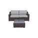 3 Piece Patio Rattan Conversation Set With Cushions - Brown Mix