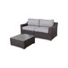 3 Piece Patio Rattan Conversation Set With Cushions - Brown Mix