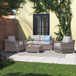 4 Seater Wicker Conversation Set With Cushions, All Weather - Gray Mix