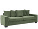 Luxe Corduroy Sofa With 5 Matching Toss Pillows, Sleek Design, Spacious And Comfortable 3 Seater Couch - Dark Green
