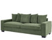Luxe Corduroy Sofa With 5 Matching Toss Pillows, Sleek Design, Spacious And Comfortable 3 Seater Couch - Dark Green