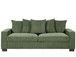 Luxe Corduroy Sofa With 5 Matching Toss Pillows, Sleek Design, Spacious And Comfortable 3 Seater Couch - Dark Green