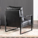 Classic Mid Century Modern Accent Chair With Durable Square Metal Frame, Armchair For Living Room, Bedroom, Home Office Spotted Microfiber Upholstery - Black