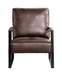 Classic Mid Century Modern Accent Chair With Durable Square Metal Frame, Armchair For Living Room, Bedroom, Home Office Spotted Microfiber Upholstery - Dark Brown