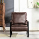 Classic Mid Century Modern Accent Chair With Durable Square Metal Frame, Armchair For Living Room, Bedroom, Home Office Spotted Microfiber Upholstery - Dark Brown