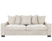 Luxe Corduroy Sofa With 5 Matching Toss Pillows, Sleek Design, Spacious And Comfortable 3 Seater Couch - Ivory
