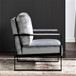Classic Mid Century Modern Accent Chair With Durable Square Metal Frame, Armchair Upholstery - Gray