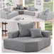 Corner Frame For Oversized Modular U Shaped Sectional, Floor Couch Convertible Compressed Couch Spacious Foam Filled Sofa - Gray