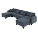 Wide Seat Modular Sectional Bed Sleeper Couch Set With Armrest Pillow 6 Seat, Free Combination Sofa With Ottomans Oversized - Gray