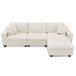 Modern Convertible Sectional L Shaped Reversible Couch Set With Free Pillows 4 Seat Suede Sleeper Sofa With Ottoman - Beige