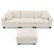 Modern Convertible Sectional L Shaped Reversible Couch Set With Free Pillows 4 Seat Suede Sleeper Sofa With Ottoman - Beige
