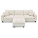 Modern Convertible Sectional L Shaped Reversible Couch Set With Free Pillows 4 Seat Suede Sleeper Sofa With Ottoman - Beige