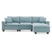 Modern Convertible Sectional L Shaped Reversible Couch Set With Free Pillows 4 Seat Suede Sleeper Sofa With Ottoman - Light Blue