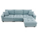 Modern Convertible Sectional L Shaped Reversible Couch Set With Free Pillows 4 Seat Suede Sleeper Sofa With Ottoman - Light Blue