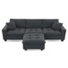 Modern Convertible Sectional L Shaped Reversible Couch Set With Free Pillows 4 Seat Suede Sleeper Sofa With Ottoman - Dark Gray