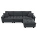 Modern Convertible Sectional L Shaped Reversible Couch Set With Free Pillows 4 Seat Suede Sleeper Sofa With Ottoman - Dark Gray