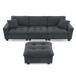Modern Convertible Sectional L Shaped Reversible Couch Set With Free Pillows 4 Seat Suede Sleeper Sofa With Ottoman - Dark Gray