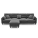 Modern Convertible Sectional Sofa L Shaped Reversible Couch Set With Free Pillows 5 Seat Cloud With Ottoman - Gray