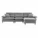 L Shaped Convertible Sectional Sofa 4 Seat Tufted Couch Set With Two Tone Adjust Legs Cloud Movable Ottoman - Gray