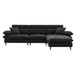 L Shaped Convertible Sectional Sofa 4 Seat Tufted Couch Set With Two Tone Adjust Legs Cloud Movable Ottoman - Black