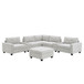 Sectional With Acrylic Table Top U Shaped Couch Set With 2 Consoles USB Charger, Storage Drawers And Pockets Movable Ottoman Tufted Sofa - Light Gray