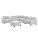 Sectional With Acrylic Table Top U Shaped Couch Set With 2 Consoles USB Charger, Storage Drawers And Pockets Movable Ottoman Tufted Sofa - Light Gray