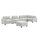 Sectional With Acrylic Table Top U Shaped Couch Set With 2 Consoles USB Charger, Storage Drawers And Pockets Movable Ottoman Tufted Sofa - Light Gray