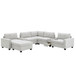 Sectional With Acrylic Table Top U Shaped Couch Set With 2 Consoles USB Charger, Storage Drawers And Pockets Movable Ottoman Tufted Sofa - Light Gray