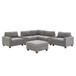 Sectional With Acrylic Table Top U Shaped Couch Set With 2 Consoles USB Charger, Storage Drawers And Pockets Movable Ottoman Tufted Sofa - Gray