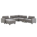 Sectional With Acrylic Table Top U Shaped Couch Set With 2 Consoles USB Charger, Storage Drawers And Pockets Movable Ottoman Tufted Sofa - Gray