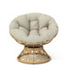 Ergonomic Wicker Chair With Cloud Thick Density Cushion, 3 Proof Cover High Capacity Iron Frame Fluid 360° Swivel - Beige / Natural
