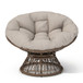 Ergonomic Wicker Chair With Cloud Thick Density Cushion, 3 Proof Cover High Capacity Iron Frame Fluid 360° Swivel - Beige / Brown