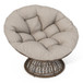 Ergonomic Wicker Chair With Cloud Thick Density Cushion, 3 Proof Cover High Capacity Iron Frame Fluid 360° Swivel - Beige / Brown