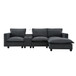 Modern Sectional Cloud Sofa With Console USB Charger Reading Light Cup Holder, Wide Seat 4 Seat Modular Couch Storable Indoor Funiture - Dark Gray