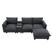 Modern Sectional Cloud Sofa With Console USB Charger Reading Light Cup Holder, Wide Seat 4 Seat Modular Couch Storable Indoor Funiture - Dark Gray