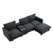 Modern Sectional Cloud Sofa With Console USB Charger Reading Light Cup Holder, Wide Seat 4 Seat Modular Couch Storable Indoor Funiture - Dark Gray